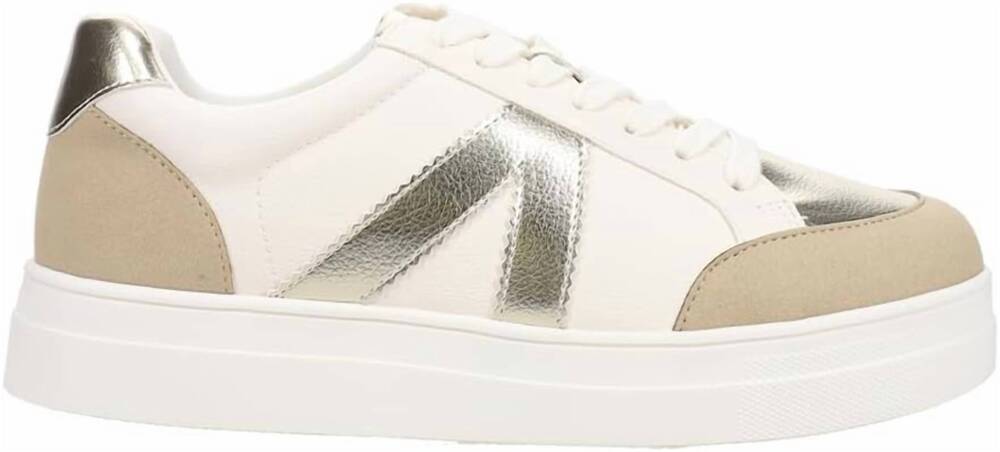 NEW MIA SHOES women's astra faux leather platform sneakers in gold